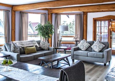 Private Log Chalet - Living room and couches